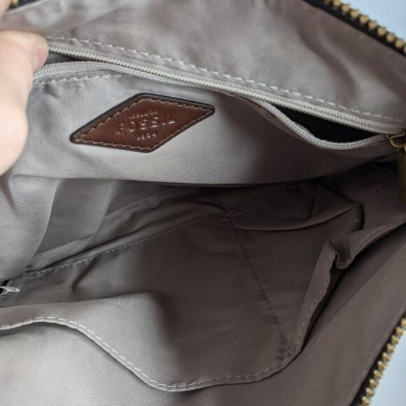 Fossil Black Gold Leather Zip Top Crossbody Bag - Picture 8 of 12